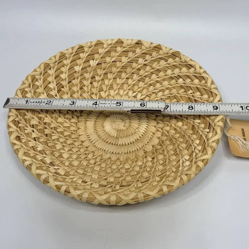 Vintage Papago Indian Shallow Grass Basket Tray Bowl Kitt Peak Arizona 9